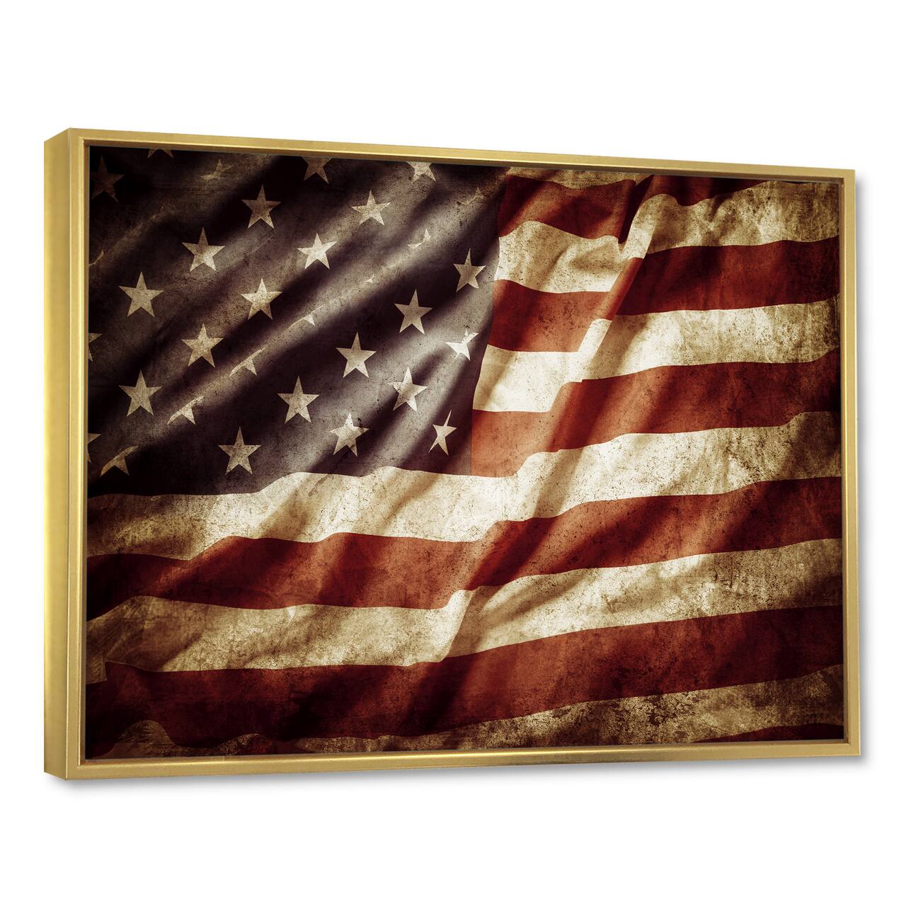 Designart - American Flag - Contemporary Framed Canvas Art Print